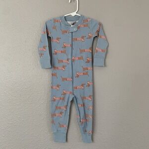 Hanna Andersson Size 2T Blue Dachshund PJs Romper 100% Organic Cotton